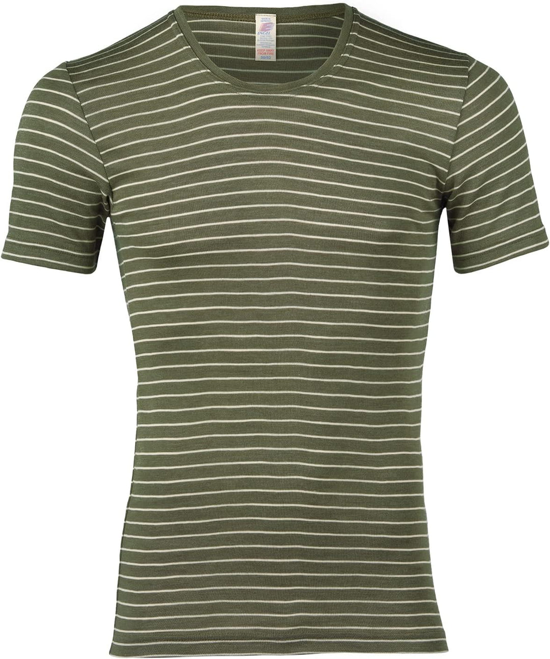 Engel Natur, Herren Merino Ringel T-Shirt, 70% Wolle (kbT), 30% Seide 54-56 Olive / Natur, 54-56 Oli