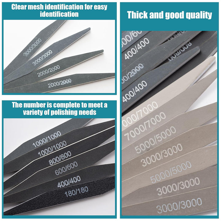 Honoson 40 Polierstäbe für Kunststoff Modell Metall Holz Schleifstäbe Modellbau Werkzeug Schleifpapi