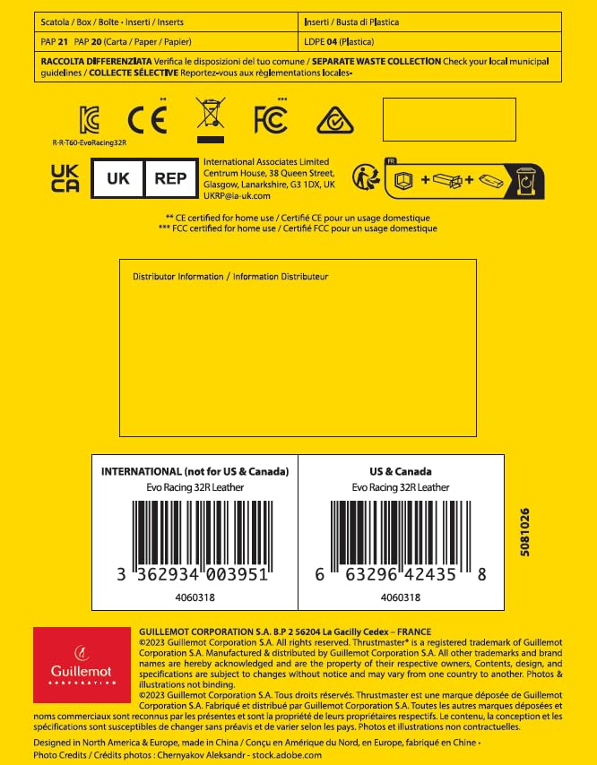 Thrustmaster EVO Racing 32R Leather, Rundes, Lederbezogenes Lenkrad und Abnehmbare Nabe, Für PC und