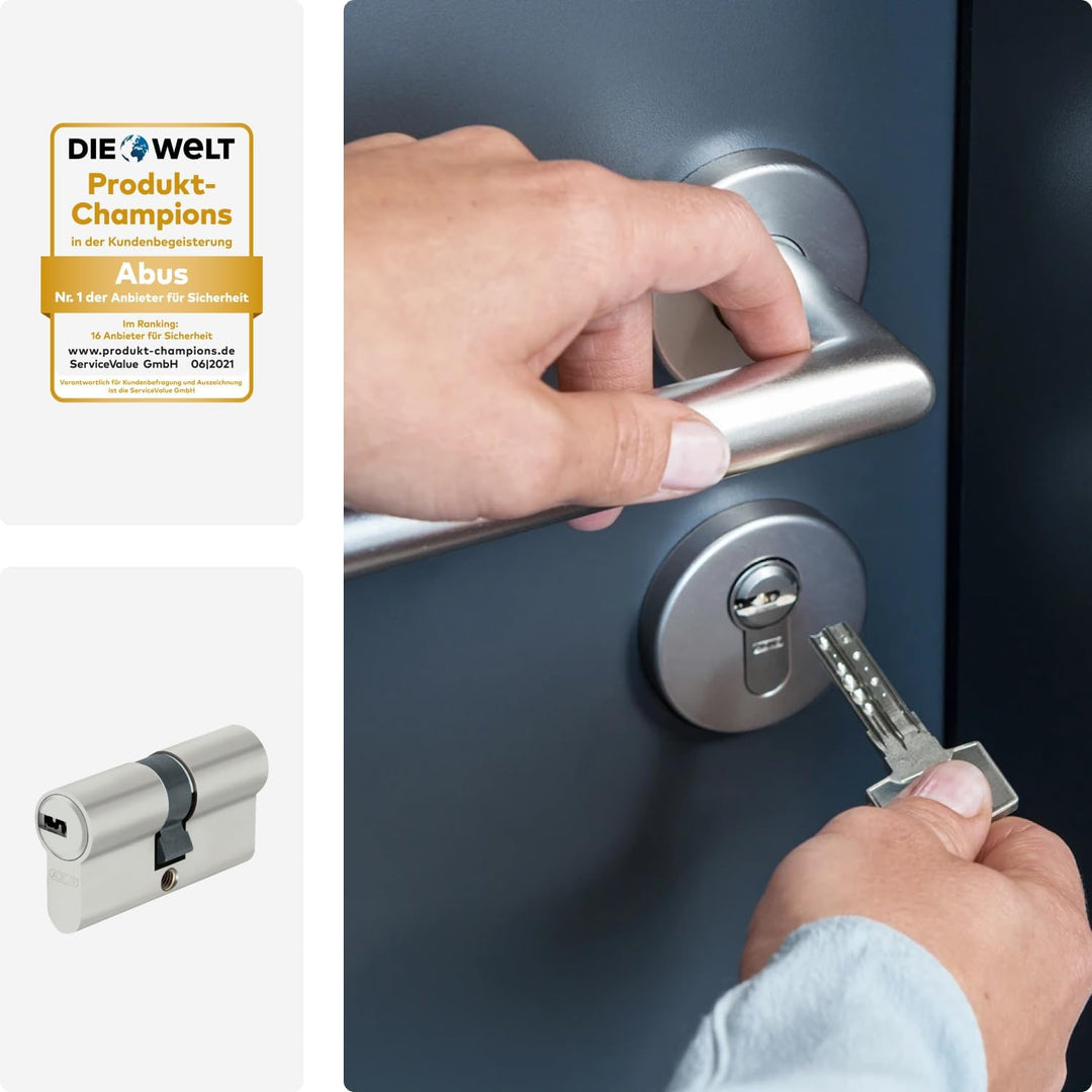 ABUS Profilzylinder D6XNP 30/60 inklusive 5 Schlüssel, 49459 Nickel Perle 30/60, Nickel Perle 30/60