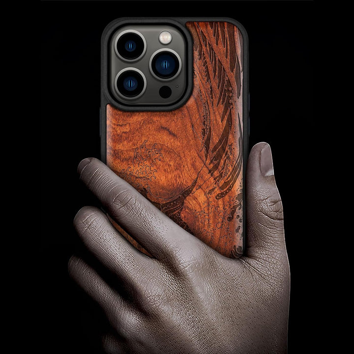 Carveit Handyhülle für iPhone 15 Pro Cover Kompatibel mit Magsafe [Holz und TPU Silikon Hybrid hülle