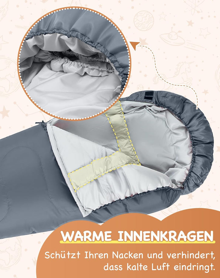 KingCamp Schlafsack Mumienschlafsäcke mit Kapuze 3-4 Jahreszeiten Warmer für Kinder & Erwachsenen be