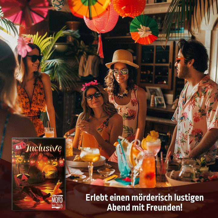 MORD bei Tisch Krimidinner für Zuhause - 4 bis 6 Personen - Der All Inclusive Fall - Das Krimi Spiel