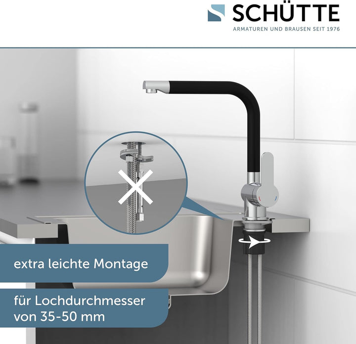 SCHÜTTE 79856 RIO 360° schwenkbare Küchenarmatur, Spültisch Armatur mit hohem Auslauf Küche, Einhebe