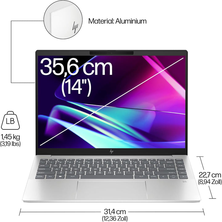 HP Pavilion Plus Laptop | 14" WQXGA-Display | Intel Core Ultra 5 125H | 16GB LPDDR5x RAM | 512GB PCI