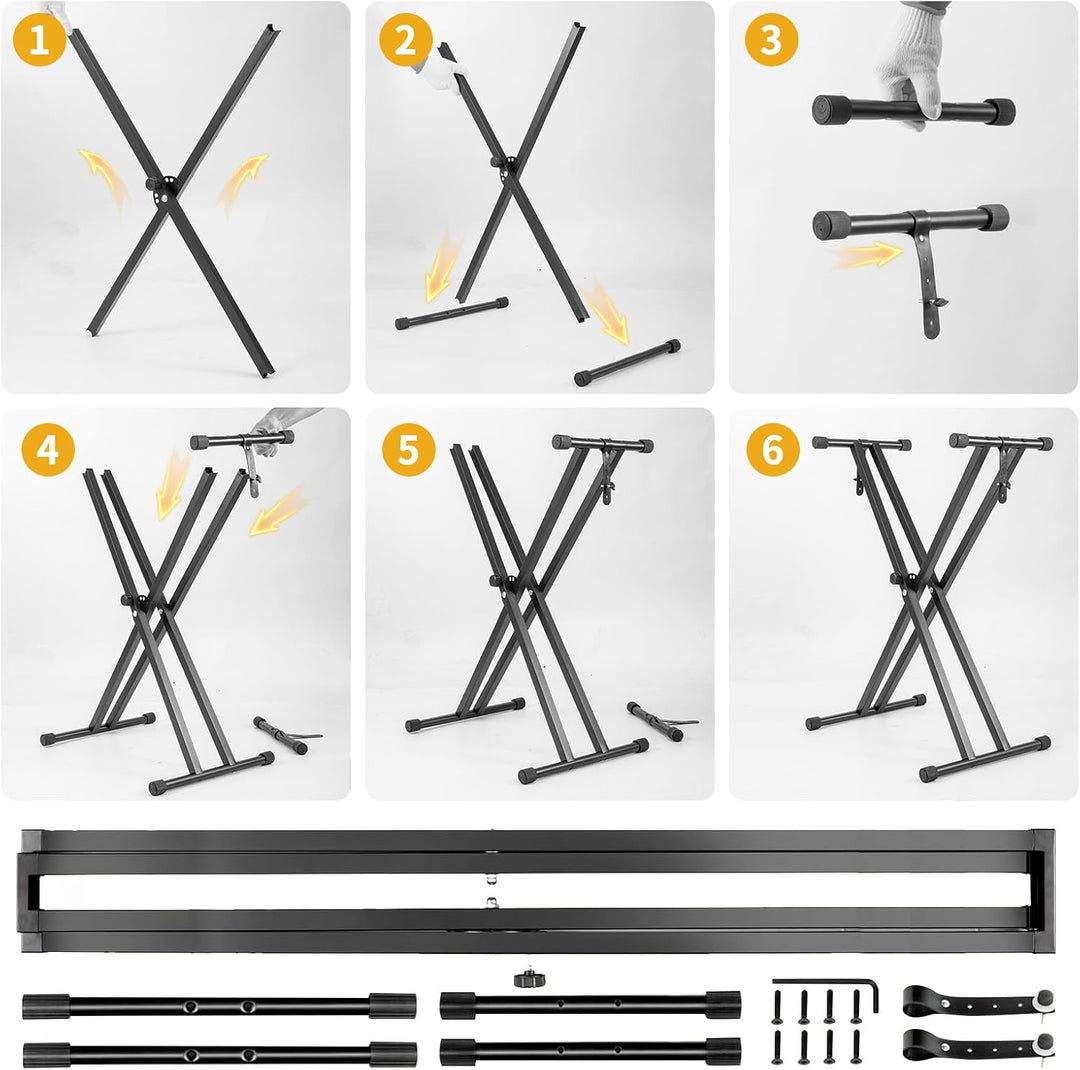 Trintion Keyboardständer Doppelstrebig Keyboard Ständer verstellbar 61 cm bis 98 cm Klappbar Zerlegb
