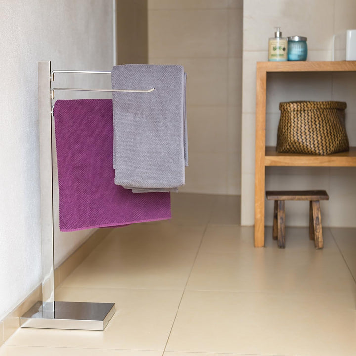 Relaxdays Handtuchständer verchromt, Handtuchhalter freistehend mit 3 Armen frei drehbare Handtuchst