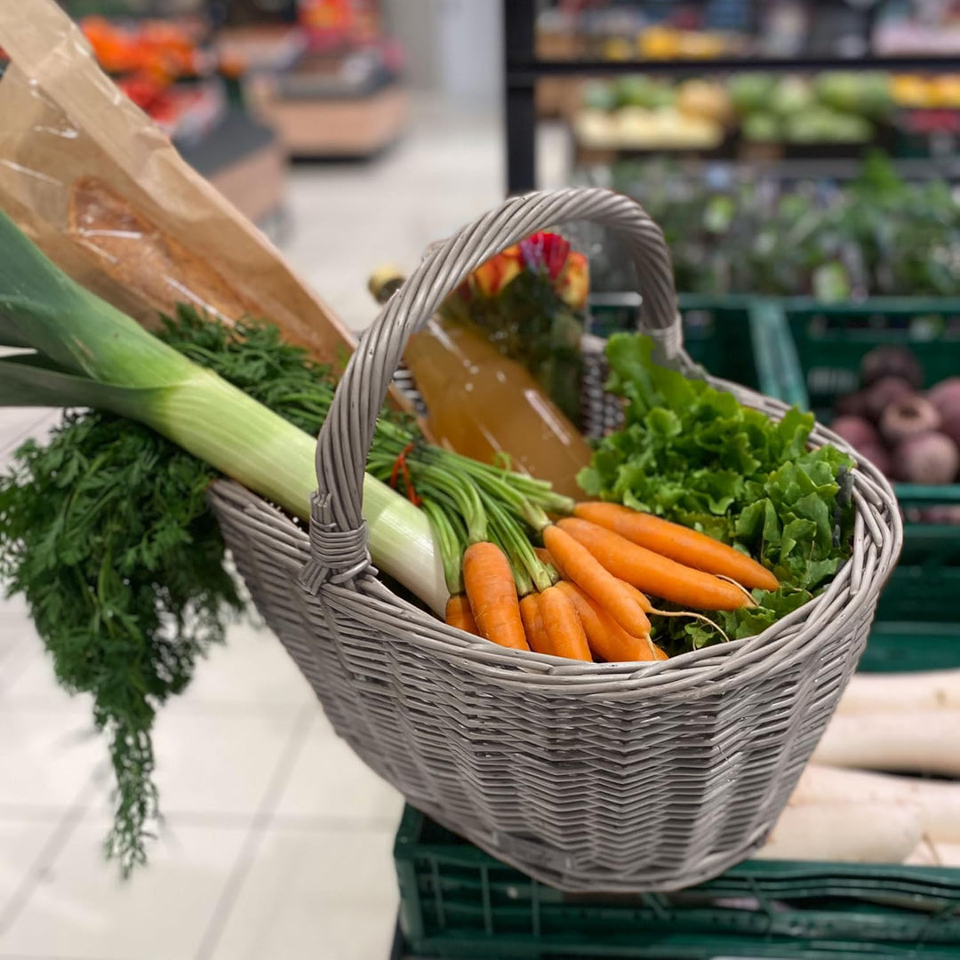 UNUS Weidenkorb Picknickkorb Einkaufskorb Henkelkorb 44,5x33,5x20cm(LxHxB) grau Grau gross, Grau gro