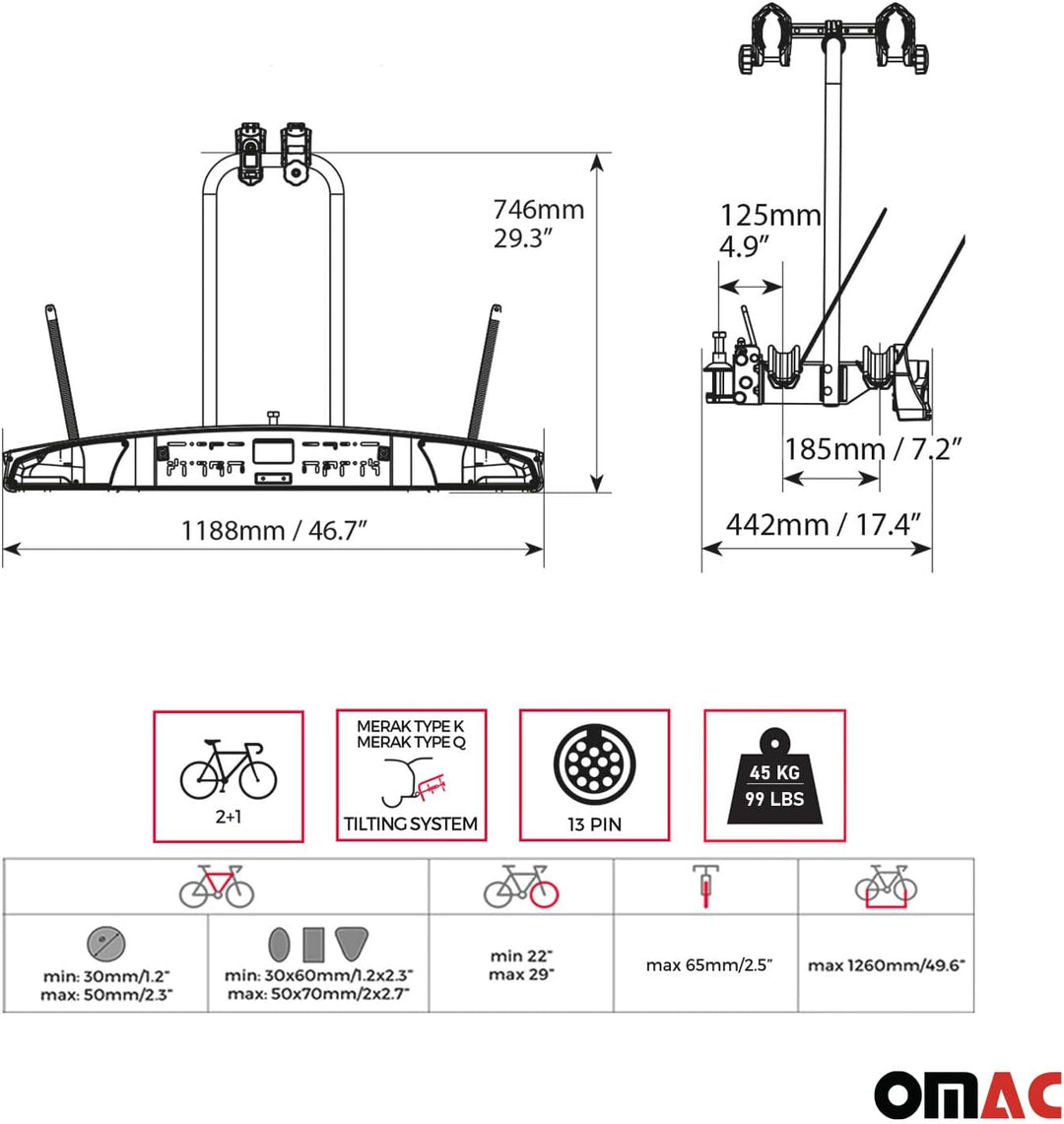 Menabo Fahrradträger Merak K Anhängerkupplung Heckträger 2 Fahrräder | Heckträger Fahrrad Faltbar Ab