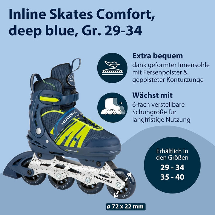 HUDORA Inlineskates Comfort, Softboot Inliner für Kinder, Jugendliche und Erwachsene - Verschiedene