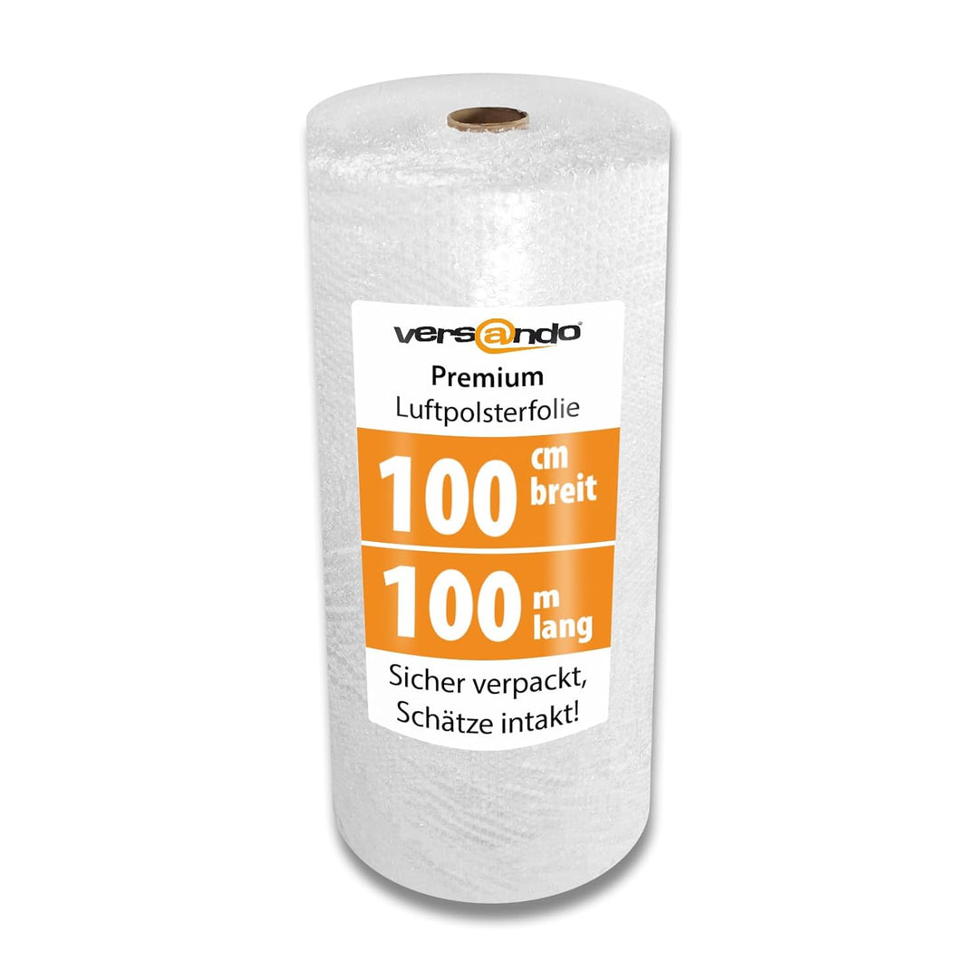 versando 2x Luftpolsterfolie 100m x 1m für Versand, Verpackung, Umzug Noppenfolie Bubble Wrap LPF Ro