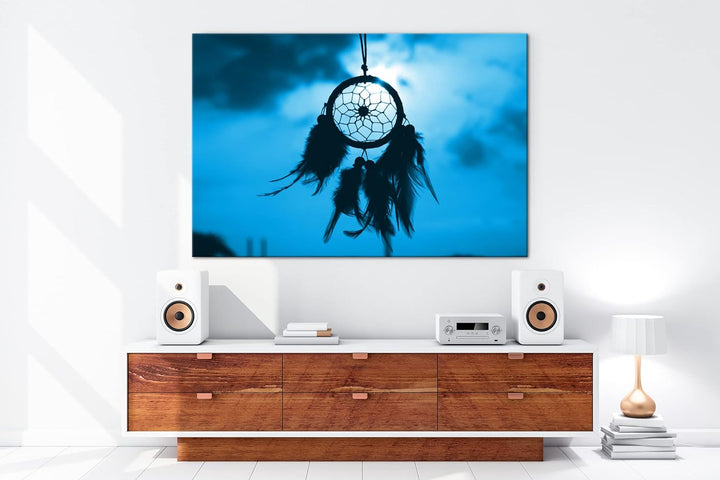 deyoli Traumfänger im Wind Format: 80x60 Effekt: Monocrome Blau als Leinwandbild, Motiv fertig gerah