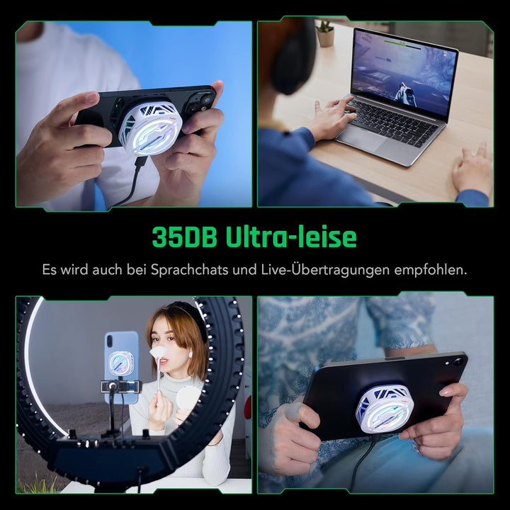 Black Shark Magnetischer Handy-Kühler, RGB-Ventilator, tragbarer leichter Handy-Kühlventilator, Tele