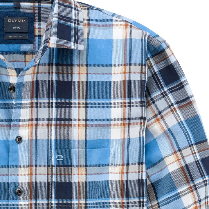 OLYMP Herren Freizeithemd Langarm Casual,Kariert,modern fit,Kent-Kragen M Marine 18, M Marine 18