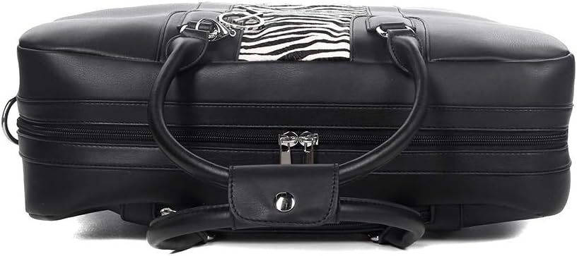 Bowatex Luxus Damen Laptop Aktentasche Schulter Gurt 2 Rollen Trolley Schwarz