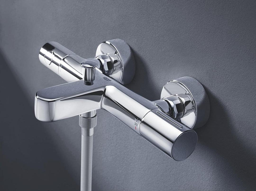 GROHE Precision Get - Thermostat-Wannenbatterie (für die Wandmontage, S-Anschlüsse, mit Schmutzfangs