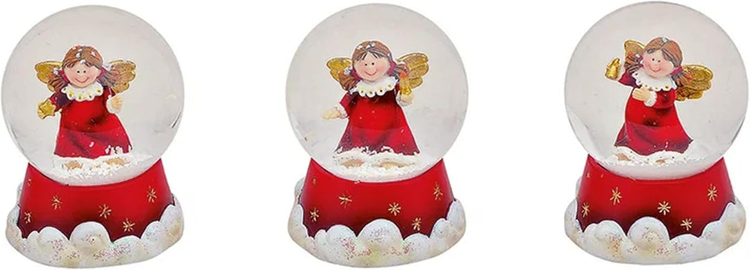 3 Stück Schneekugel Weihnachten Engel Deko Figuren 4x6x4 cm