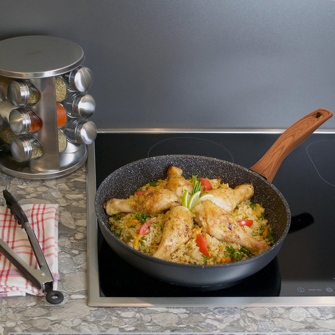 Stoneline Back to Nature Schmorpfanne 28 cm, Made in Germany, hoher Rand, hohe Pfanne für öl- und fe