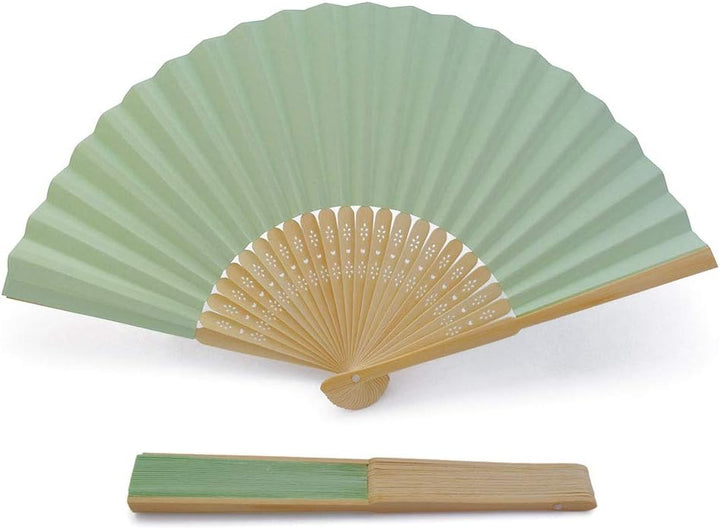 OLILLY Handfächer aus weissem Papier und Bambus für Hochzeiten (Grün, 50 Handfächer) Grün 1 stück (5