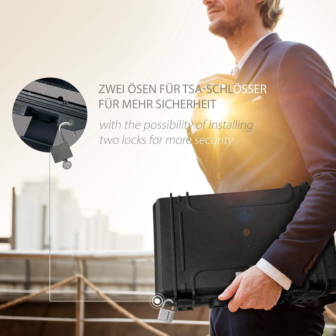 MC-CASES ® Uhrenkoffer Transportkoffer für bis zu 14 Uhren - Reisekoffer - Wasserdicht - Abschliessb