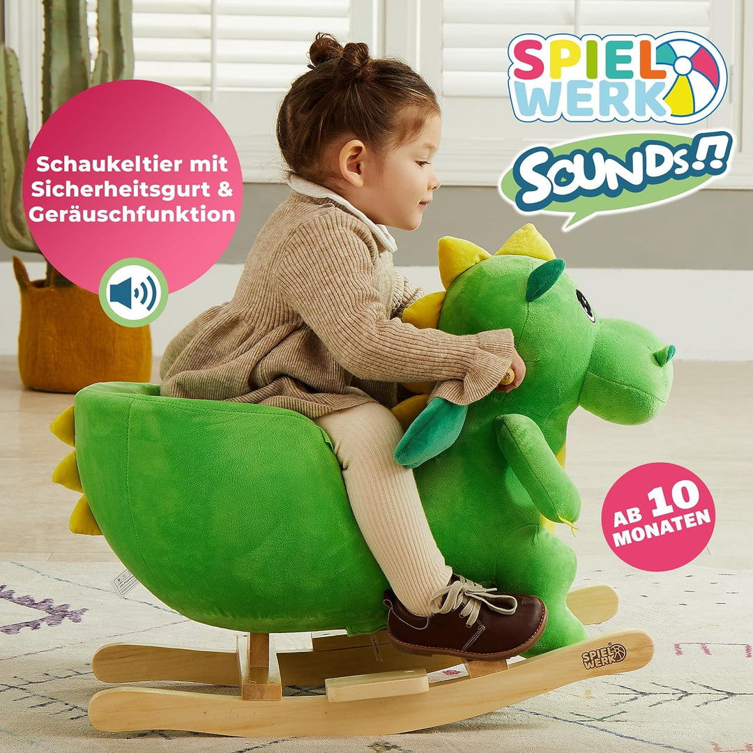 DEUBA® Schaukeldino Schaukeltier Plüsch Schaukel Wippe Pferd Kinder Baby Spielzeug Sound-Geräusche i