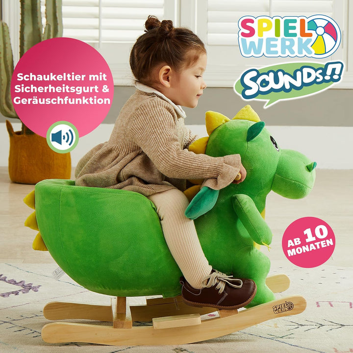 DEUBA® Schaukeldino Schaukeltier Plüsch Schaukel Wippe Pferd Kinder Baby Spielzeug Sound-Geräusche i