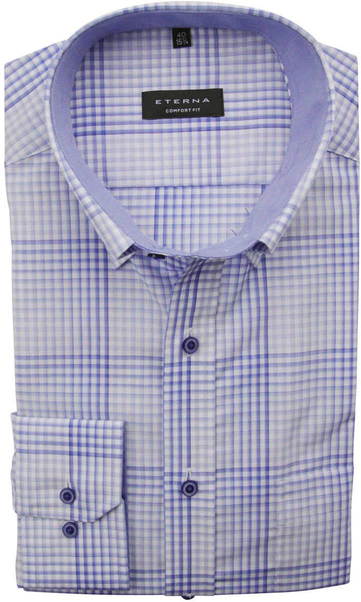 eterna Comfort Fit Hemd super Langer Arm Button Down Kragen Karo hellblau Grösse 40