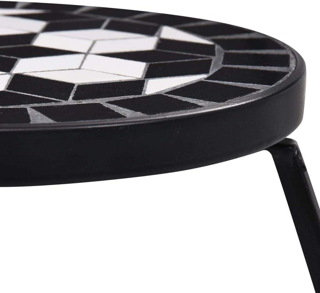 puraday Mosaik-Tische Beistelltisch Outdoor Gartentisch Rund Gartentisch Mosaik Beistelltisch Metall