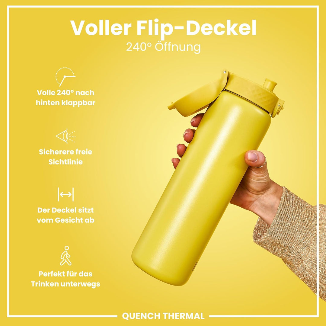 Ion8 Vakuumisolierte Edelstahl-Trinkflasche, 1 Liter, 920 ml, Auslaufsicher, Einhandöffnung, Sichere