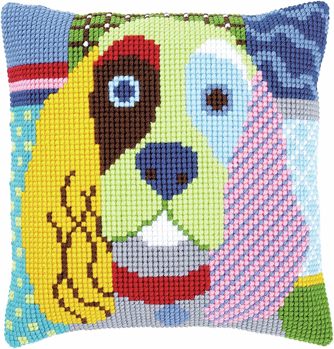 Vervaco Kreuzstichkissen Cocker Spaniel, Patch Stil, Stickbild vorgezeichnet Kreuzstichpackung Kisse
