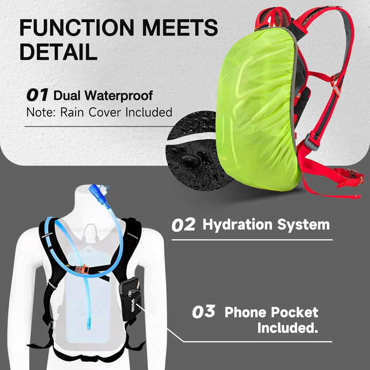 SPGOOD Fahrradrucksack 20L/25L/30L (9 Farben)-Wasserdichter Ultraleicht-für Damen & Herren Multifunk
