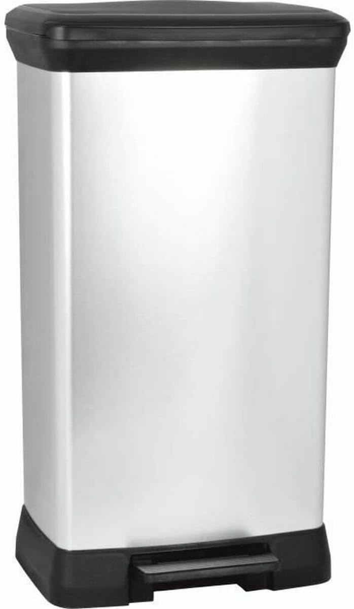 Curver 187177 Treteimer, rechteckig, 50 l, Polypropylen, 39 x 29 x 73 cm, Metall, 50 l, Metall