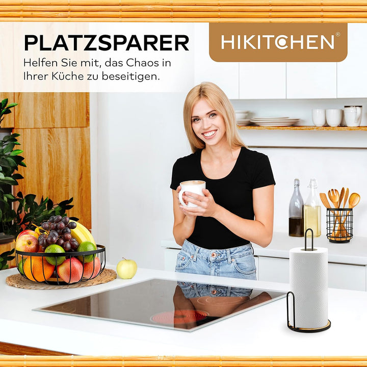 HIKITCHEN® [3er Set Obstkorb Obstschale Küchenrollenhalter Küchenutensilienhalter Utensilienhalter K