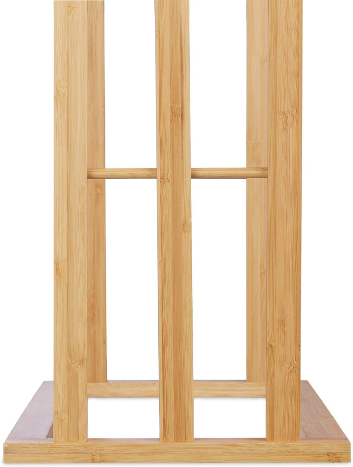 Relaxdays Handtuchhalter stehend mit 3 Handtuchstangen, Handtuchständer 3-armig für Bad, Bambus, H*L