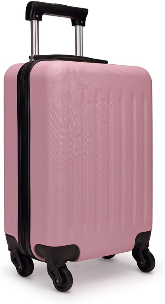KONO Koffer Reisekoffer Handgepäck Trolley Hartschale ABS Gepäck 4 Rollen Spinner Rollenkoffer (Pink
