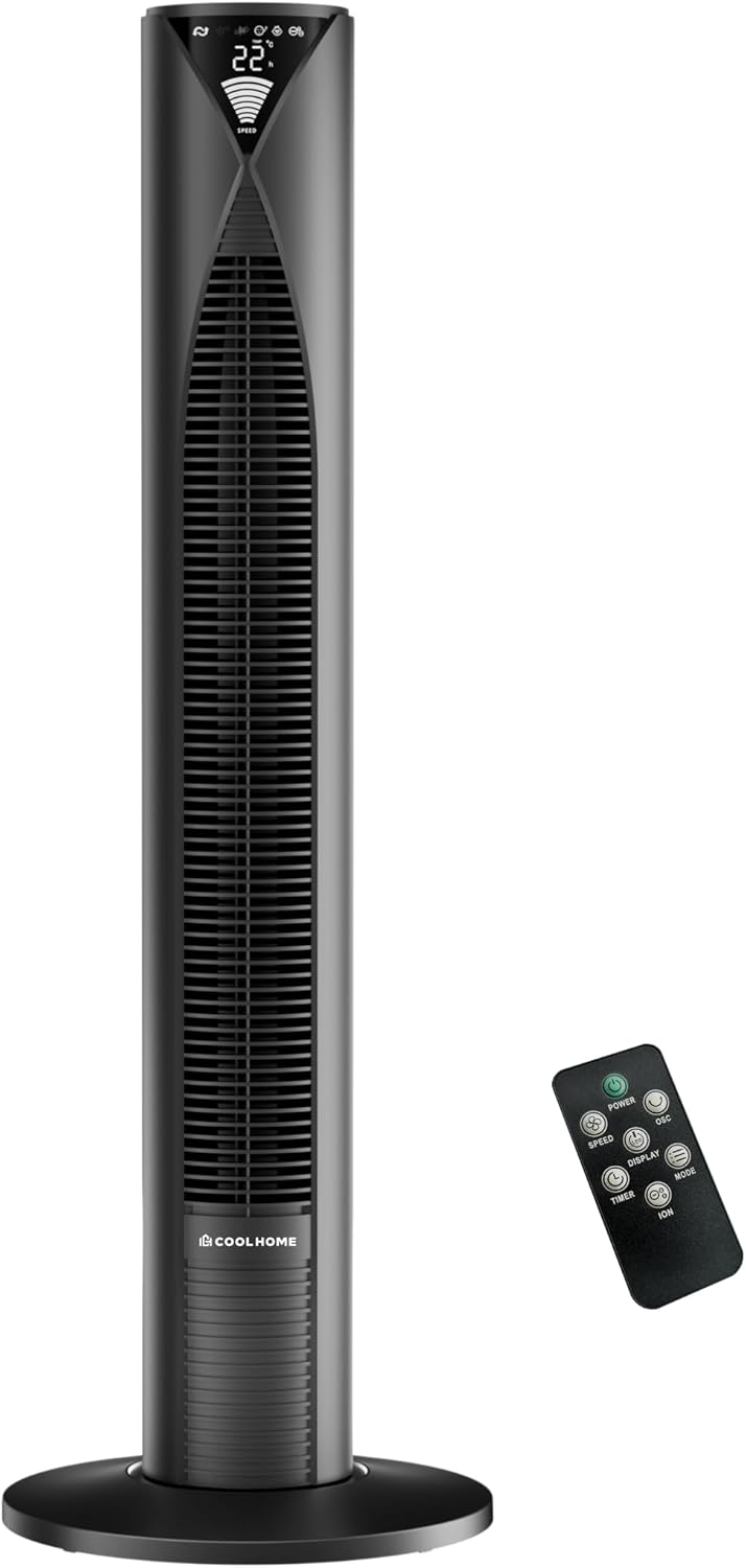 CoolHome Ventilator & Luftreiniger - Turmventilator mit Fernbedienung & ionisatorfunktion - Dimmbare