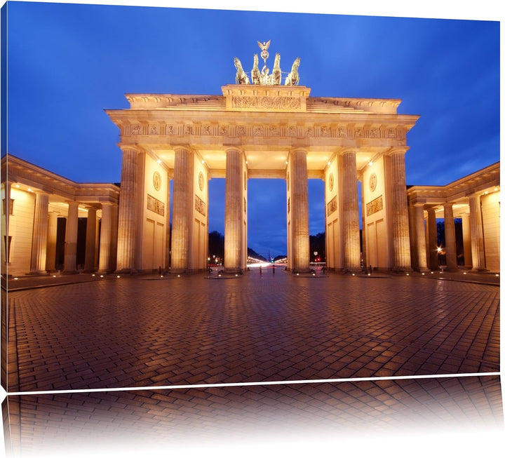 Hell erleuchtetes Brandenburger Tor Format: 100x70 auf Leinwand, XXL riesige Bilder fertig gerahmt m