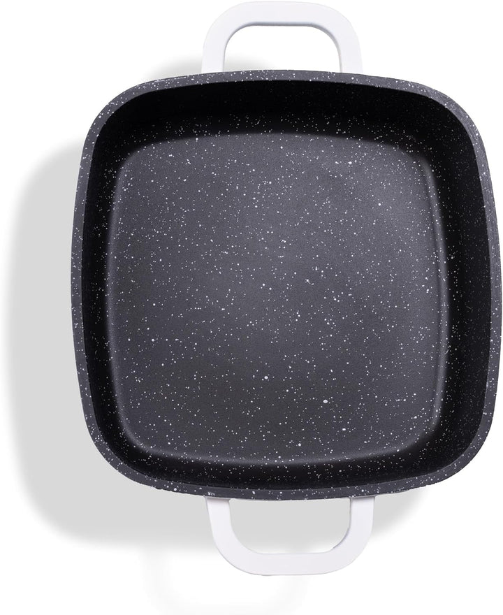 STONELINE Eckpfanne, 20x20 cm, mit Aroma Glasdeckel, Servierpfanne, Induktion, Aluguss, antihaft bes