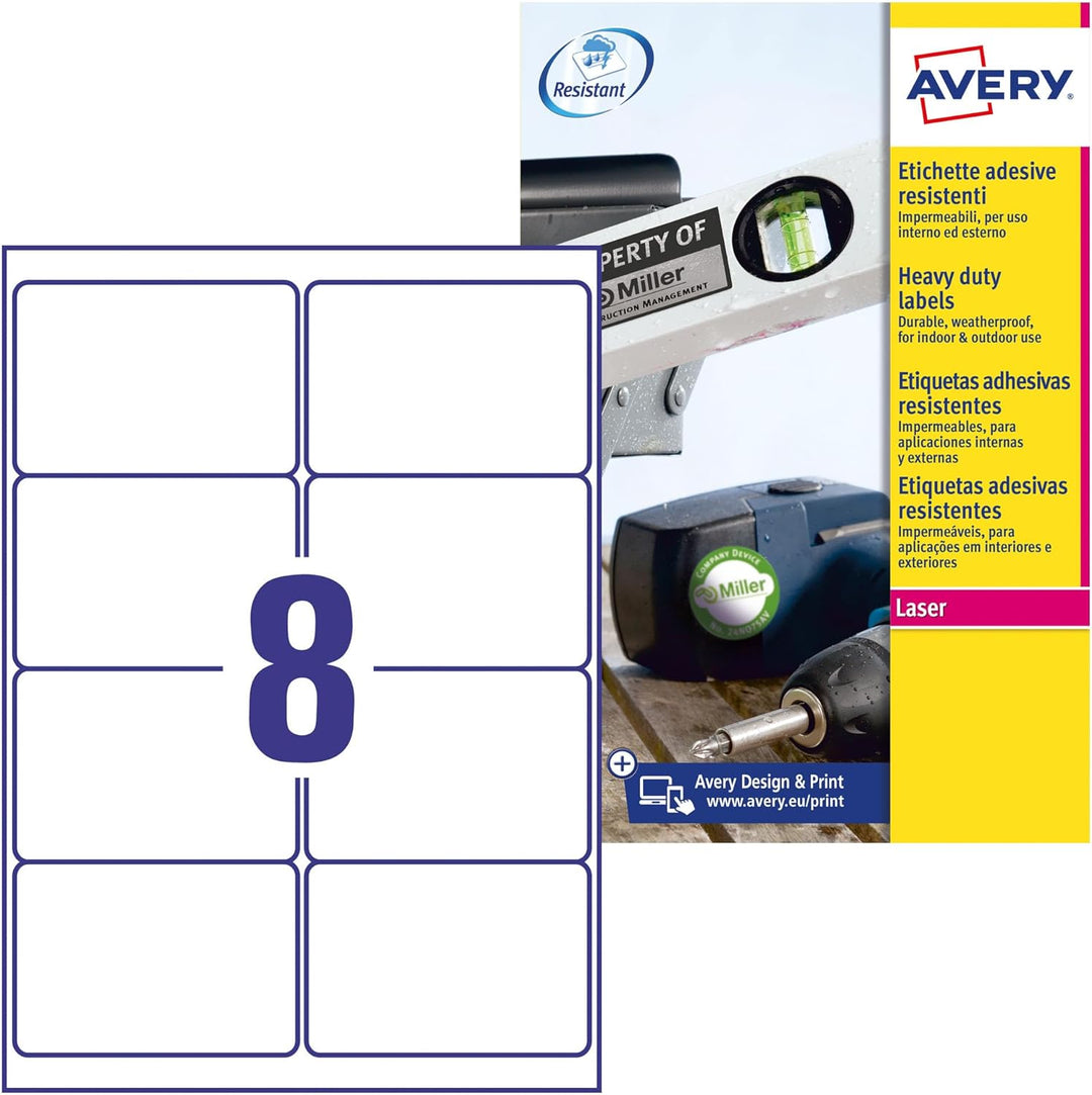 AVERY Zweckform Italien L6 Etiketten aus Polyester 99.1 x 67.7 weiss