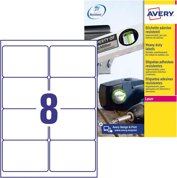 AVERY Zweckform Italien L6 Etiketten aus Polyester 99.1 x 67.7 weiss