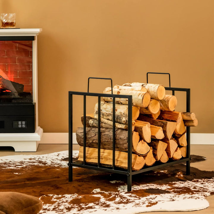 COSTWAY Kaminholzregal Metall bis 50kg belastbar, Brennholzregal Feuerholzregal Holzscheitregal Holz