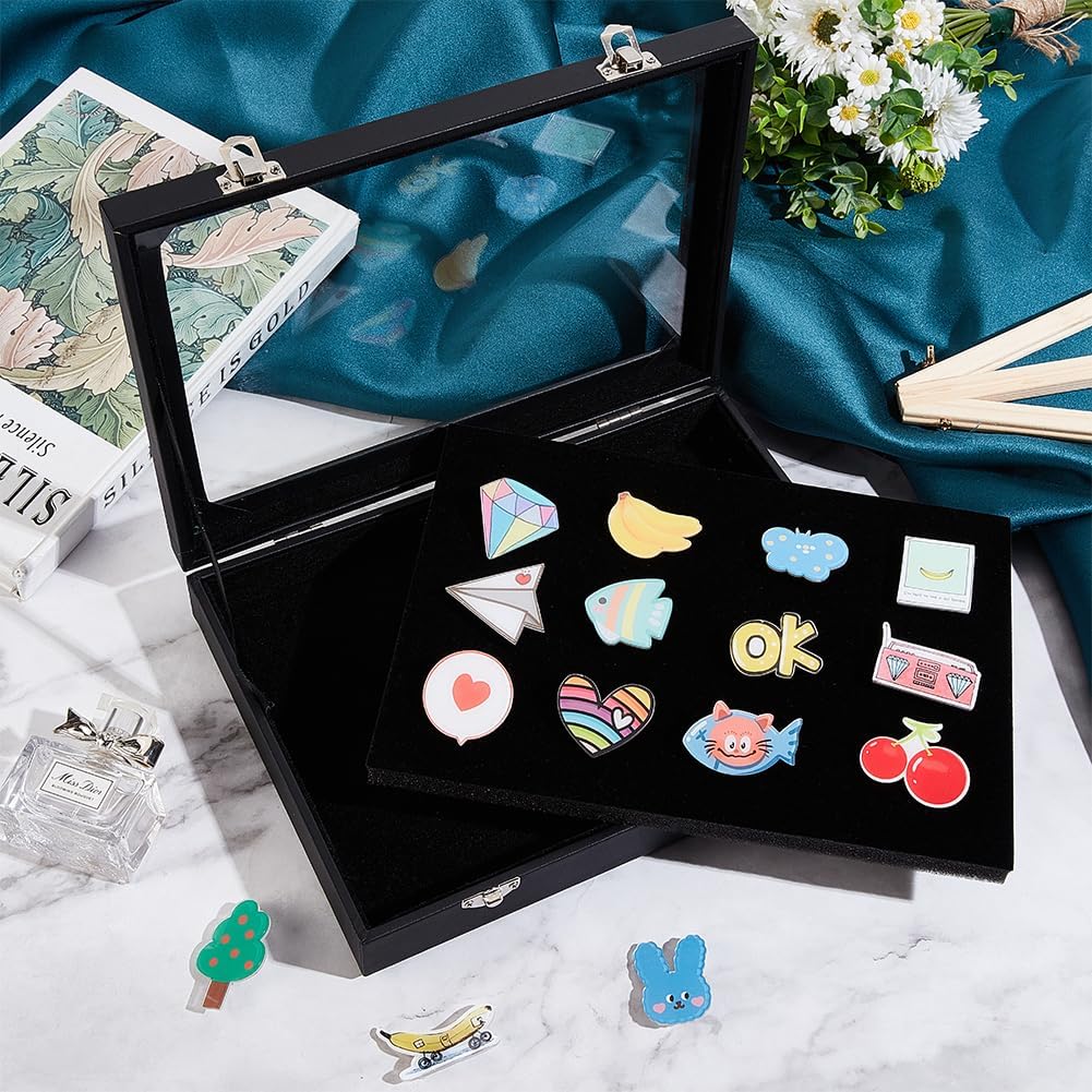 OLYCRAFT Vitrine Für Anstecknadeln Aus Samt Vitrine Mit Durchsichtigem Glasfenster Vitrine Für Anste