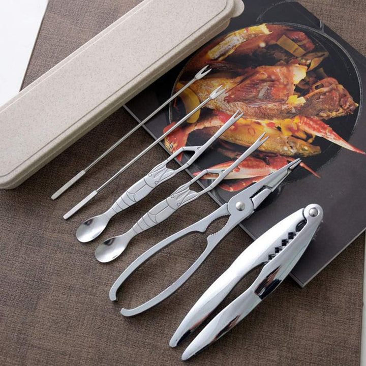 6 Stück Meeresfrüchte-Werkzeuge Edelstahl Meeresfrüchte-Werkzeug-Sets, mit Aufbewahrungsbox, 2 Stück