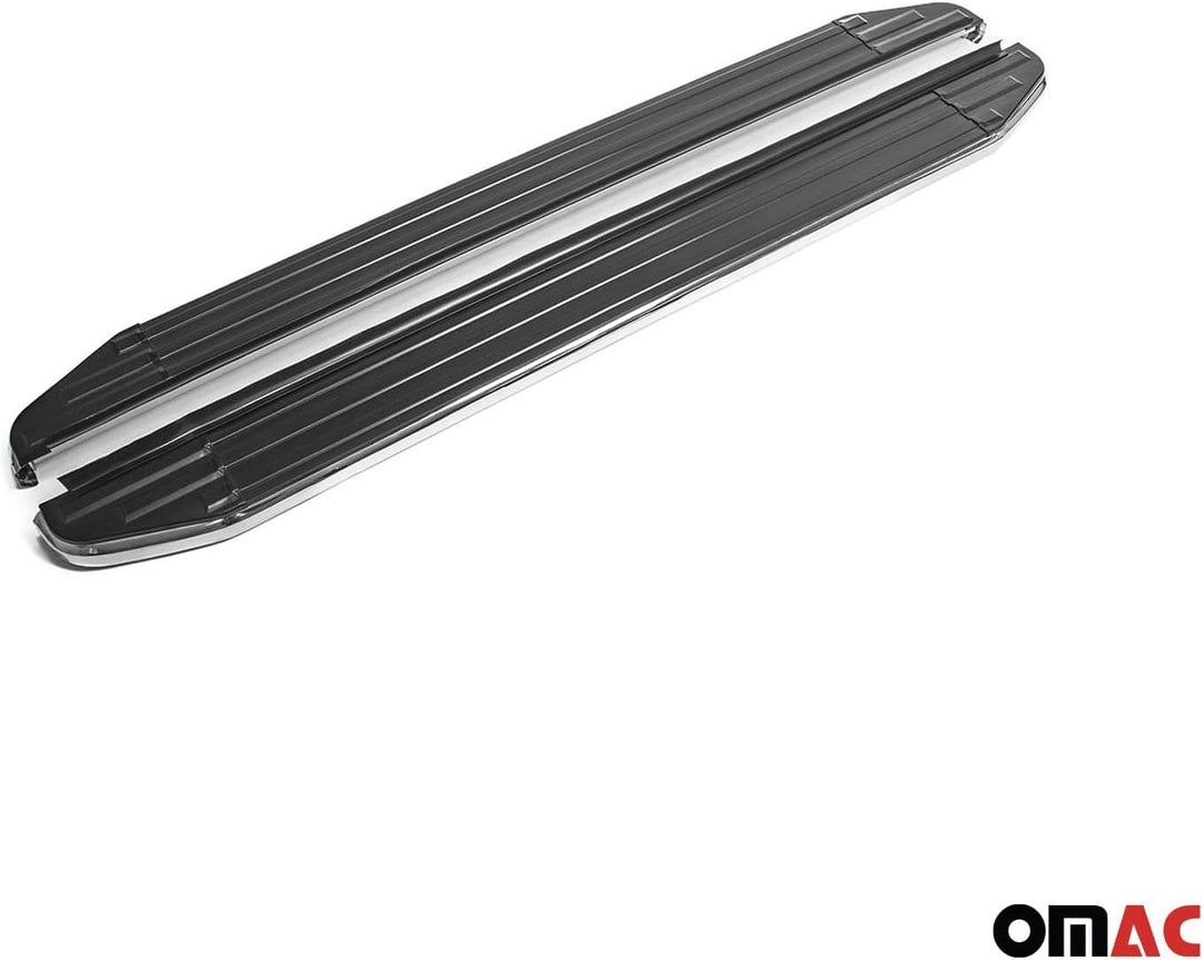 OMAC Trittbretter Seitenschweller kompatibel mit Suzuki Grand Vitara 2005-2016 TÜV ABE Silber-Schwar