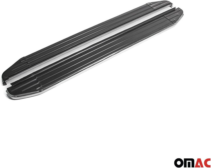 OMAC Trittbretter Seitenschweller kompatibel mit Suzuki Grand Vitara 2005-2016 TÜV ABE Silber-Schwar