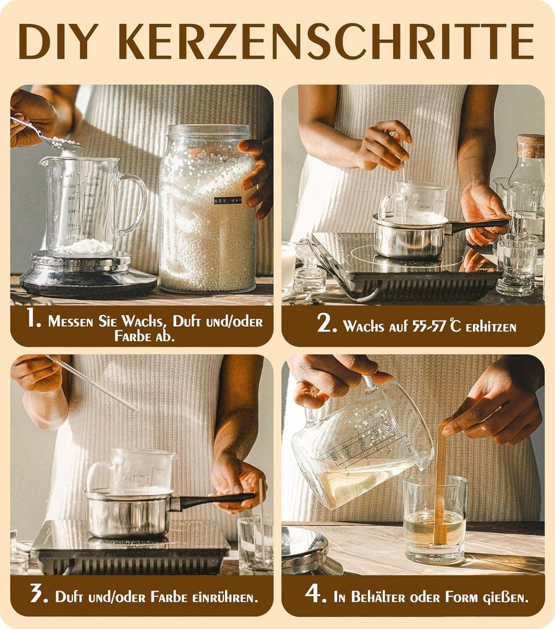 Sojawachs für Kerzen 3kg, BOYUJK Premium Natürlich Kerzenwachs, 100% Sojawachs für die Kerzenherstel