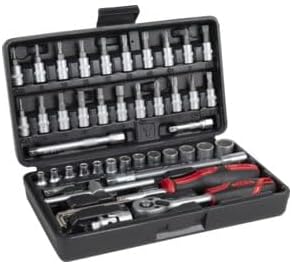 STIER Steckschlüssel-Satz, 48-teilig, 1/4 Zoll, Umschaltknarre, Vierkant-Steckschlüsseleinsatz, Torx