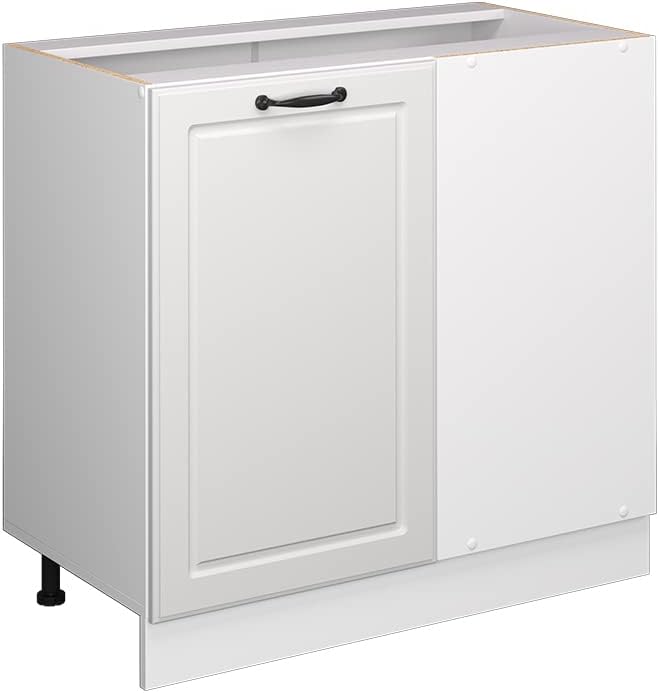 Vicco Eckunterschrank R-Line, Weiss Landhaus/Weiss, 86 cm ohne Arbeitsplatte Weiss Landhaus Eckschra