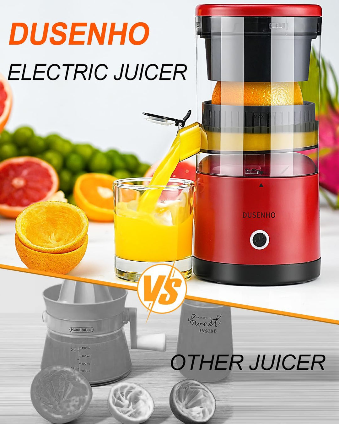 Zitronenpresse Elektrisch Orangenpresse Saftpresse Elektrisch Zitruspresse Tragbare USB-Aufladung Ju