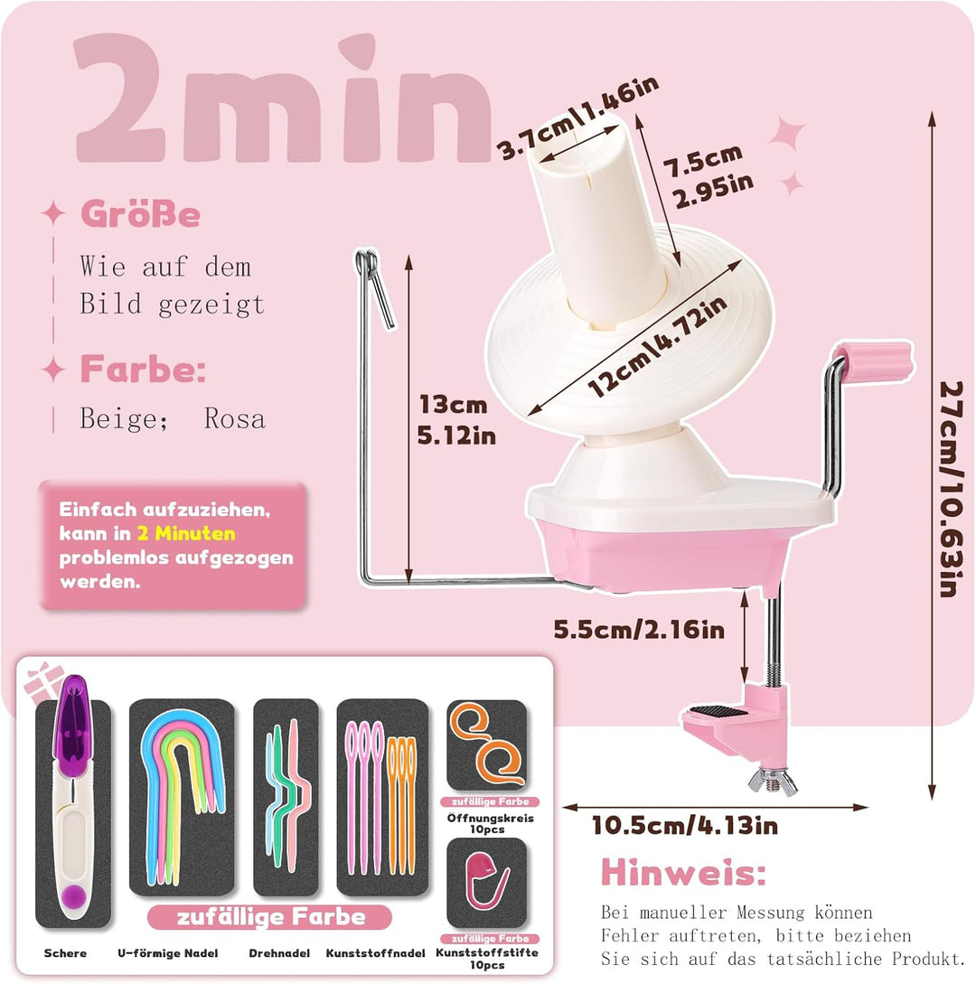 Wamkon Kugelwickler, rosa Garnknäuelwickler zum Häkeln, einfach zu installierender Garnrollenwickler
